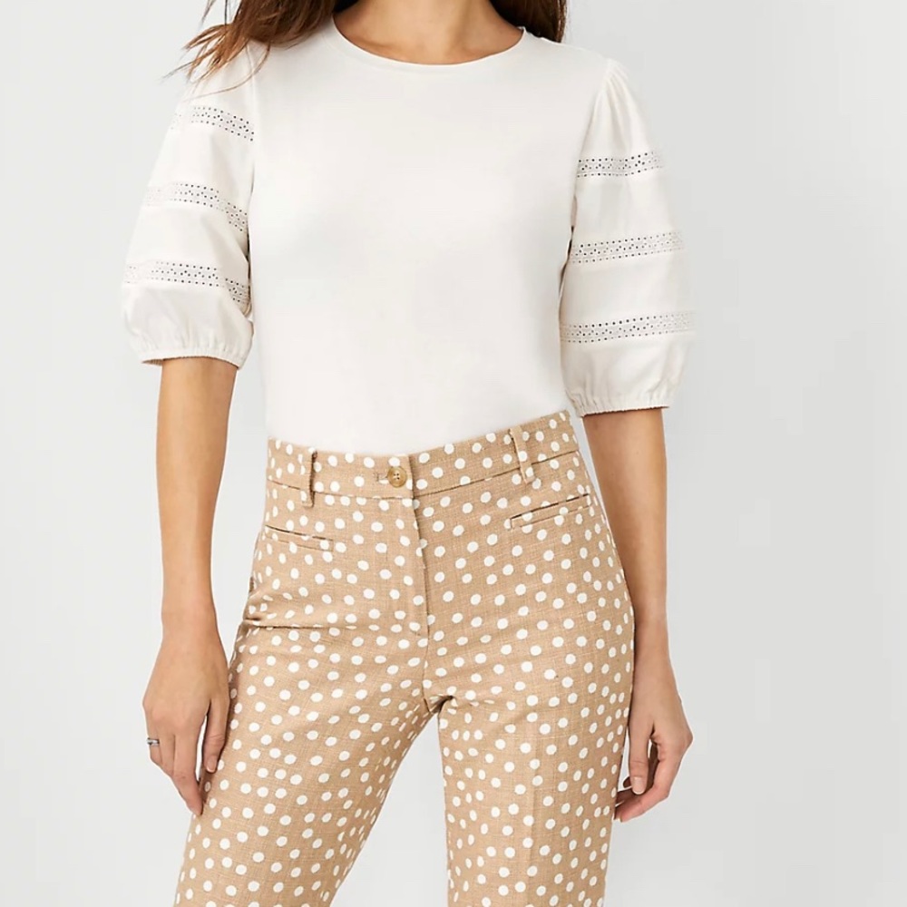 Ann Taylor Puff Sleeve Cotton Top